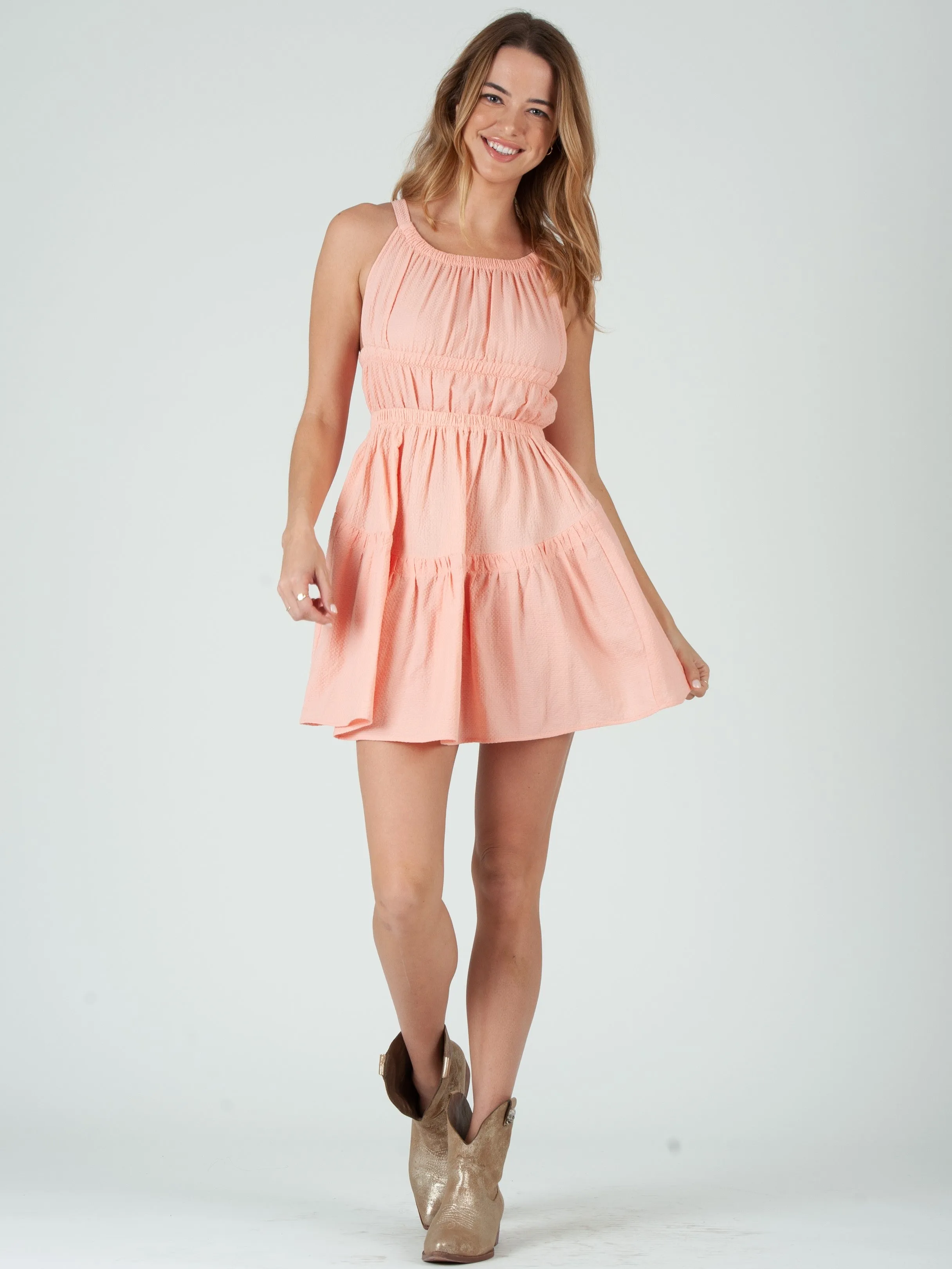 MARIANNE GAUZE DRESS-GUAVA sold by Lucca Couture