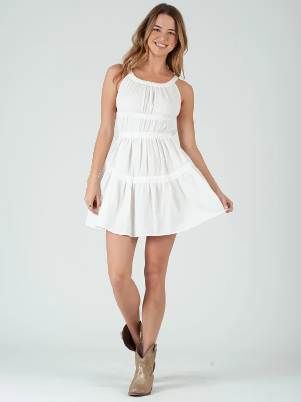 MARIANNE GAUZE DRESS-WHITE sold by Lucca Couture