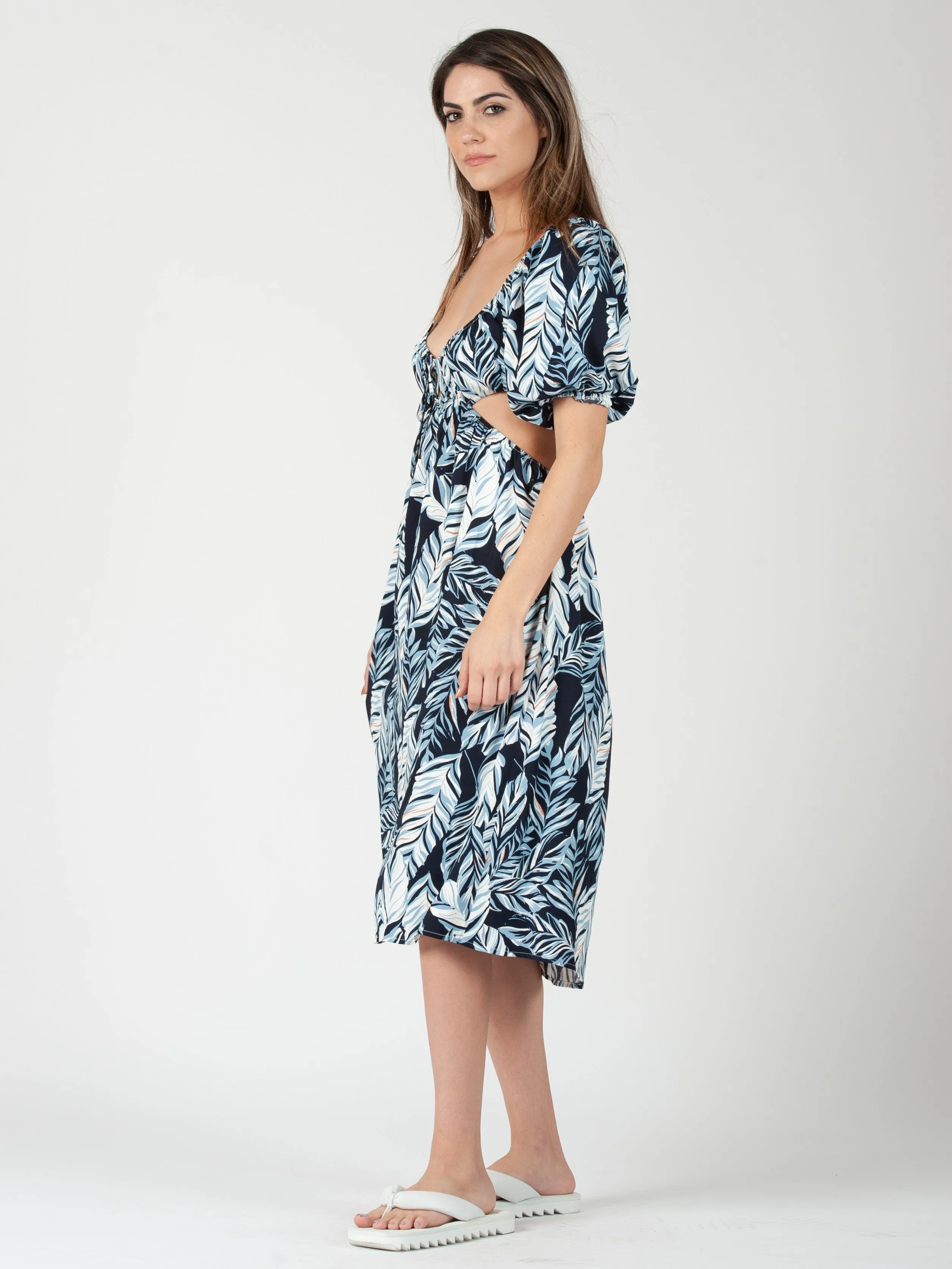 LUISA CUTOUT MIDI DRESS-BLUE LAGOON sold by Lucca Couture product image thumbnail 2