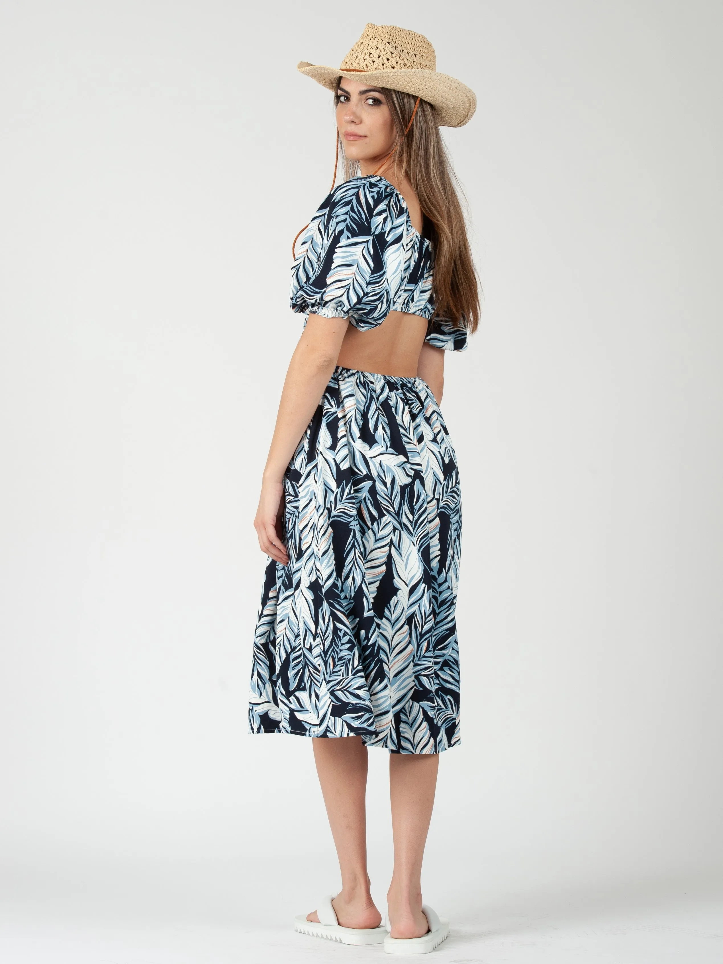 LUISA CUTOUT MIDI DRESS-BLUE LAGOON sold by Lucca Couture product image thumbnail 3