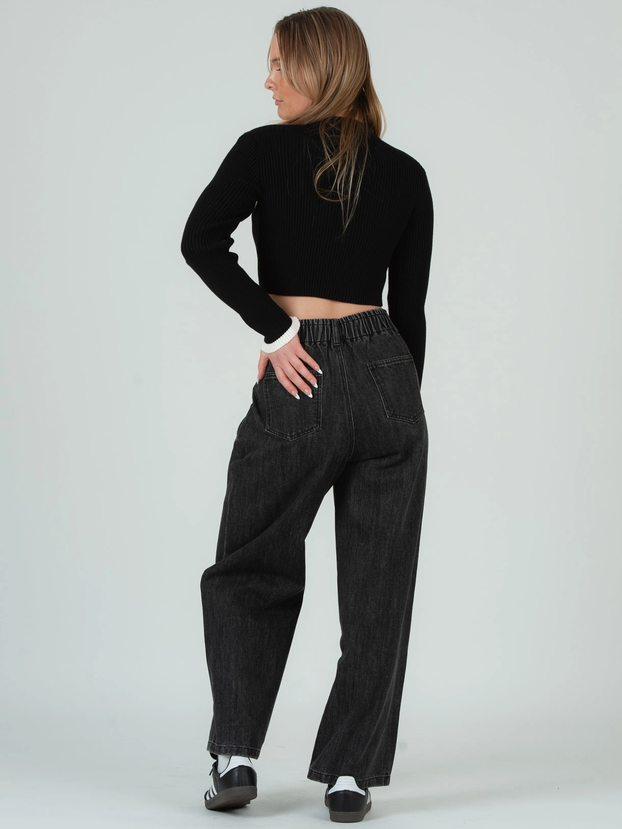 MADDIE KNIT SWEATER TOP-BLACK/WHITE sold by Lucca Couture product image thumbnail 3