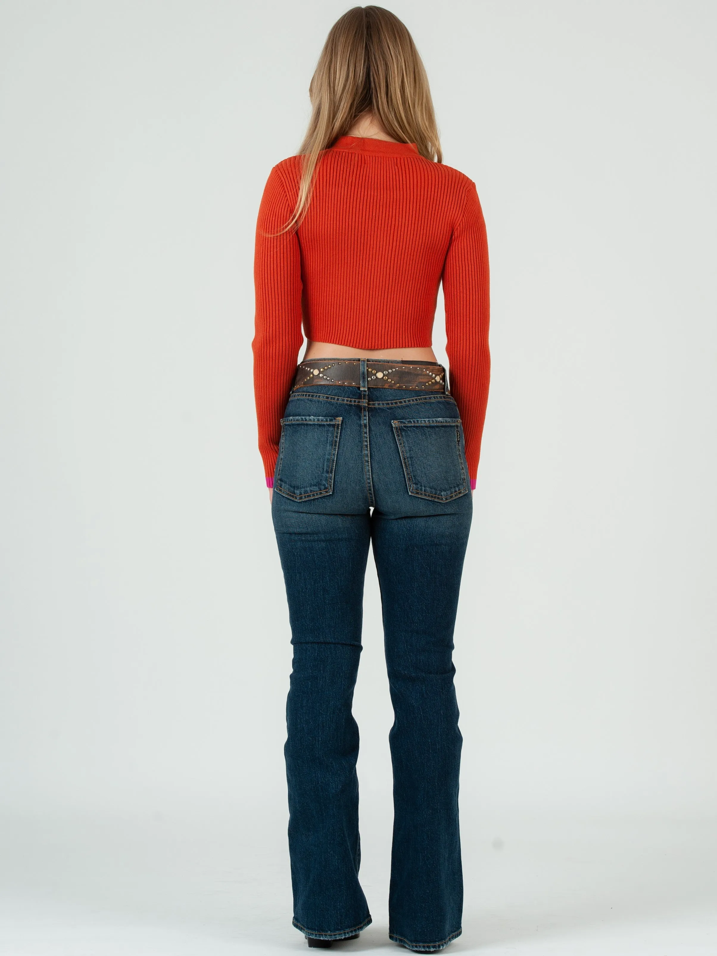 MADDIE KNIT SWEATER TOP-SPICE/PINK sold by Lucca Couture product image thumbnail 3