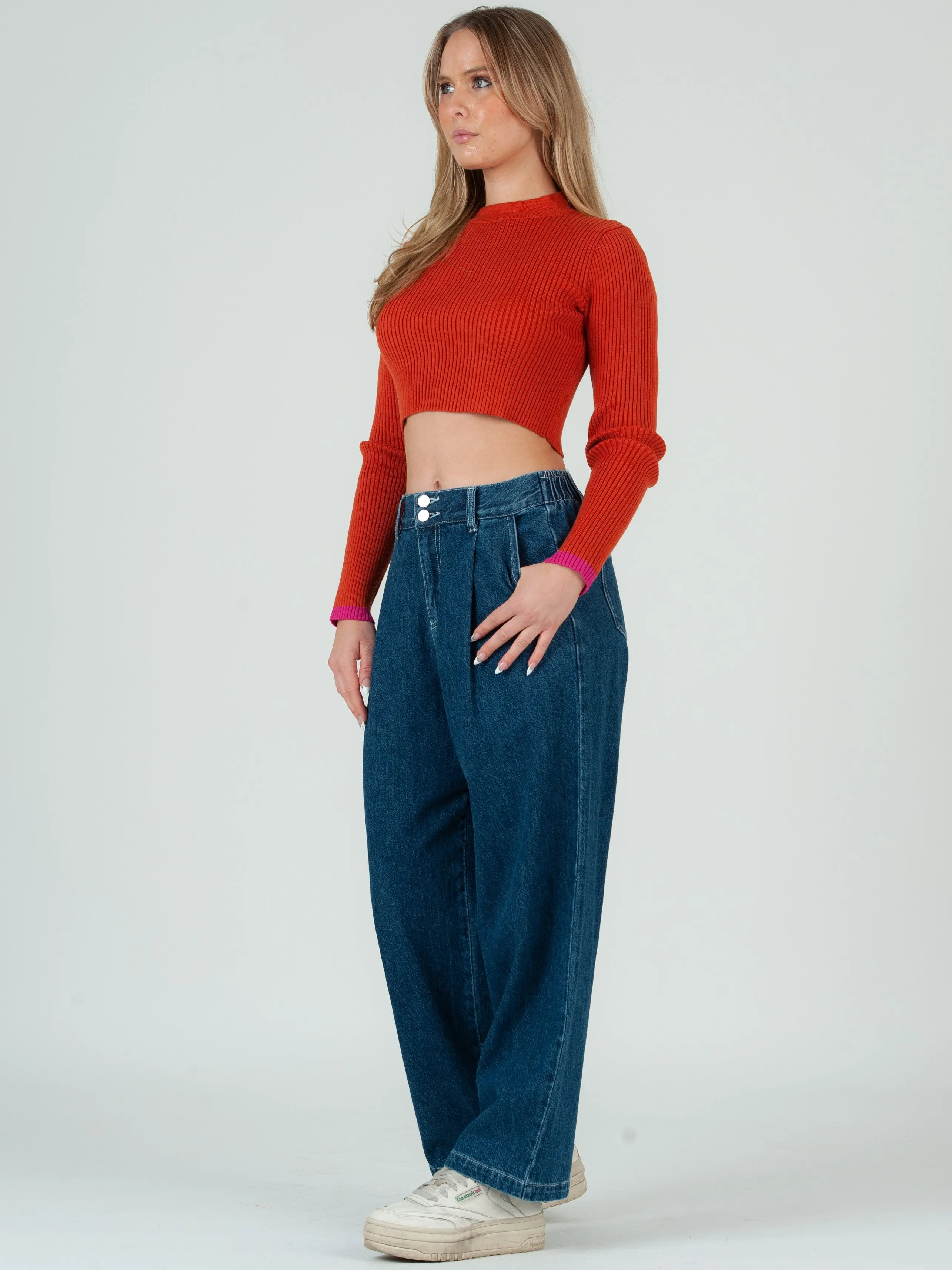 MADDIE KNIT SWEATER TOP-SPICE/PINK sold by Lucca Couture product image thumbnail 2