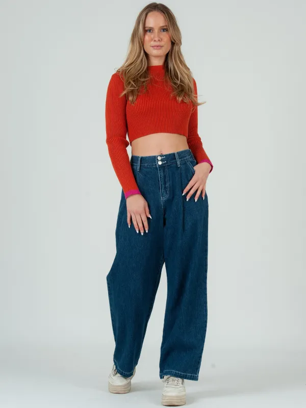 MADDIE KNIT SWEATER TOP-SPICE/PINK sold by Lucca Couture