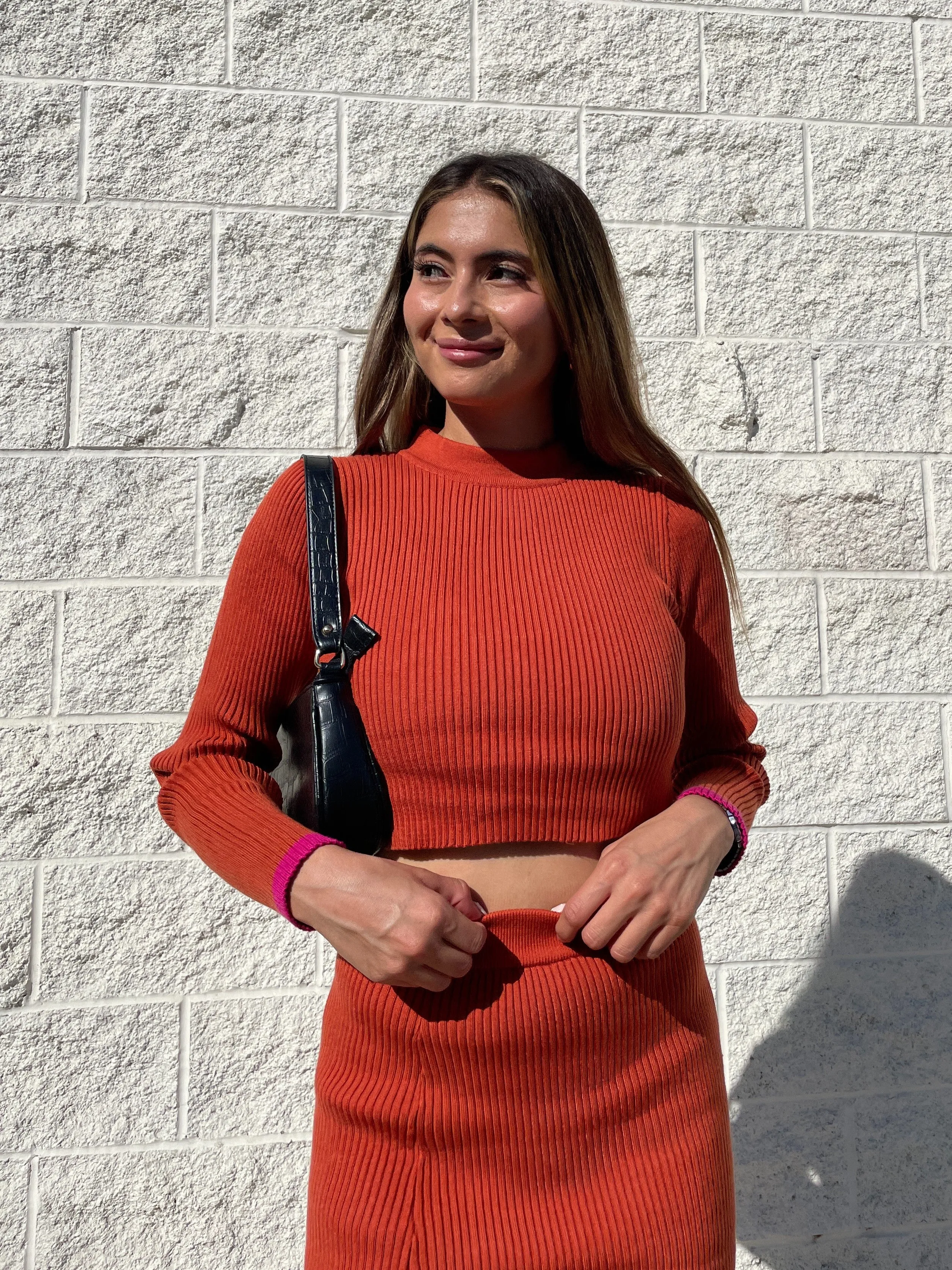 MADDIE KNIT SWEATER TOP-SPICE/PINK sold by Lucca Couture product image thumbnail 5