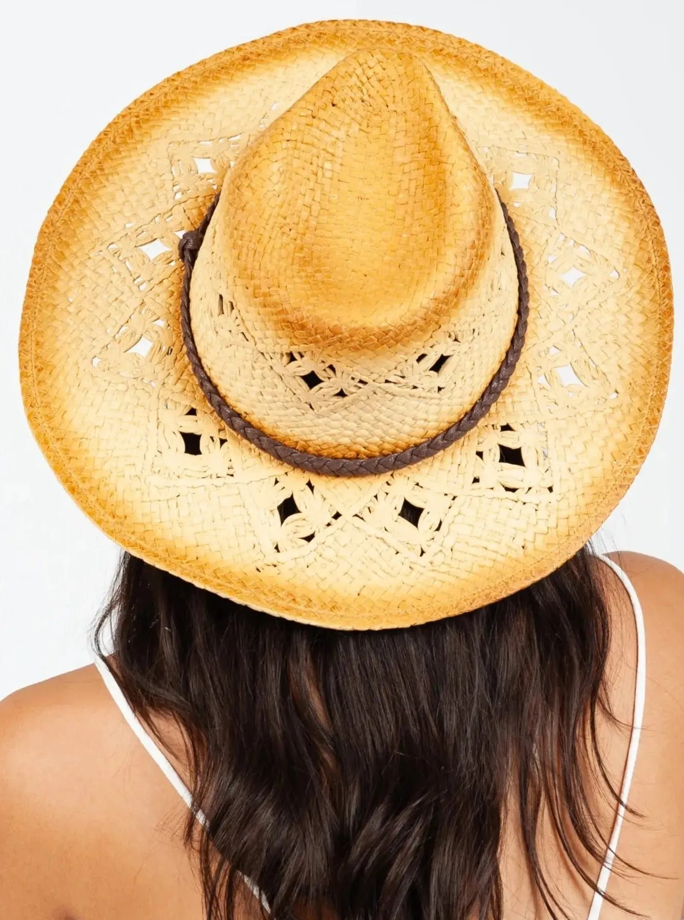 LORETTA STRAW FEDORA-TAN2TONE sold by Lucca Couture product image thumbnail 3