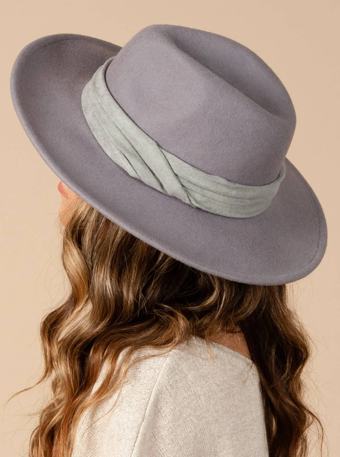LOVELY WOOL FEDORA-GREY sold by Lucca Couture product image thumbnail 2