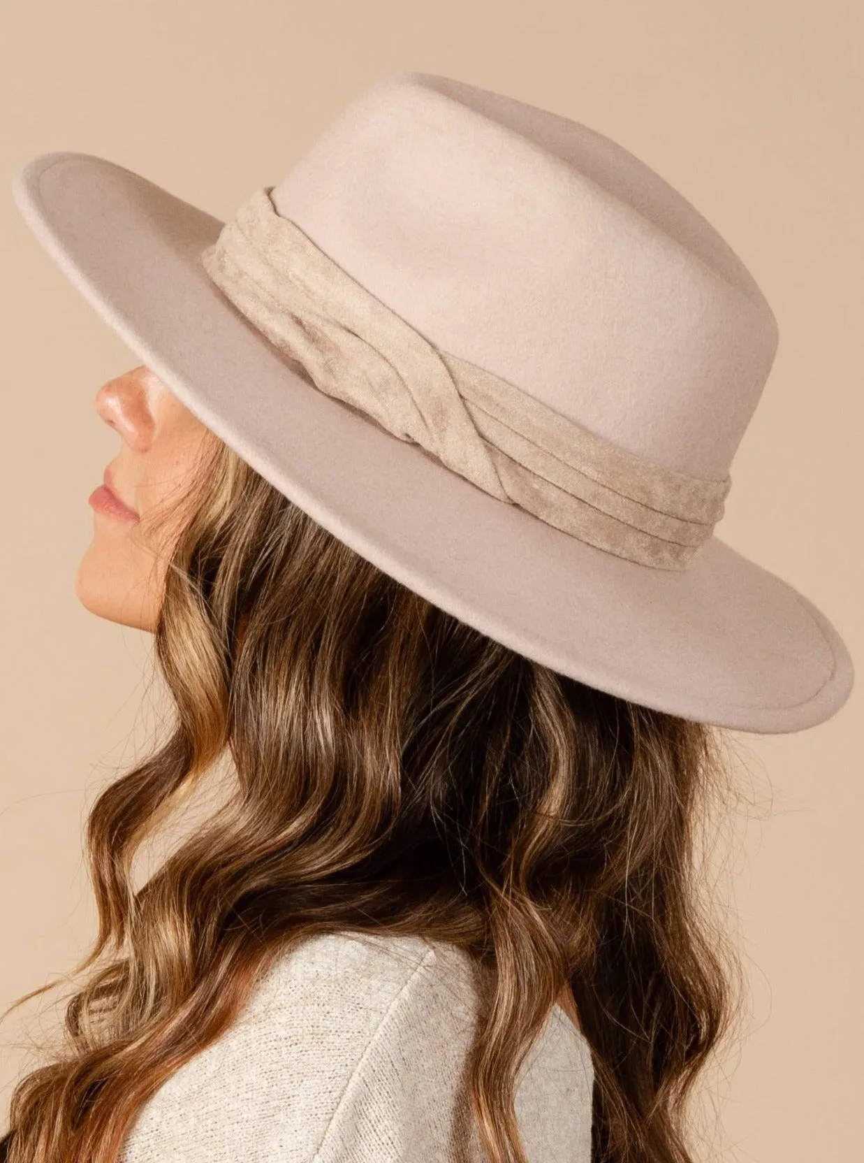 LOVELY WOOL FEDORA-BLUSH sold by Lucca Couture product image thumbnail 3
