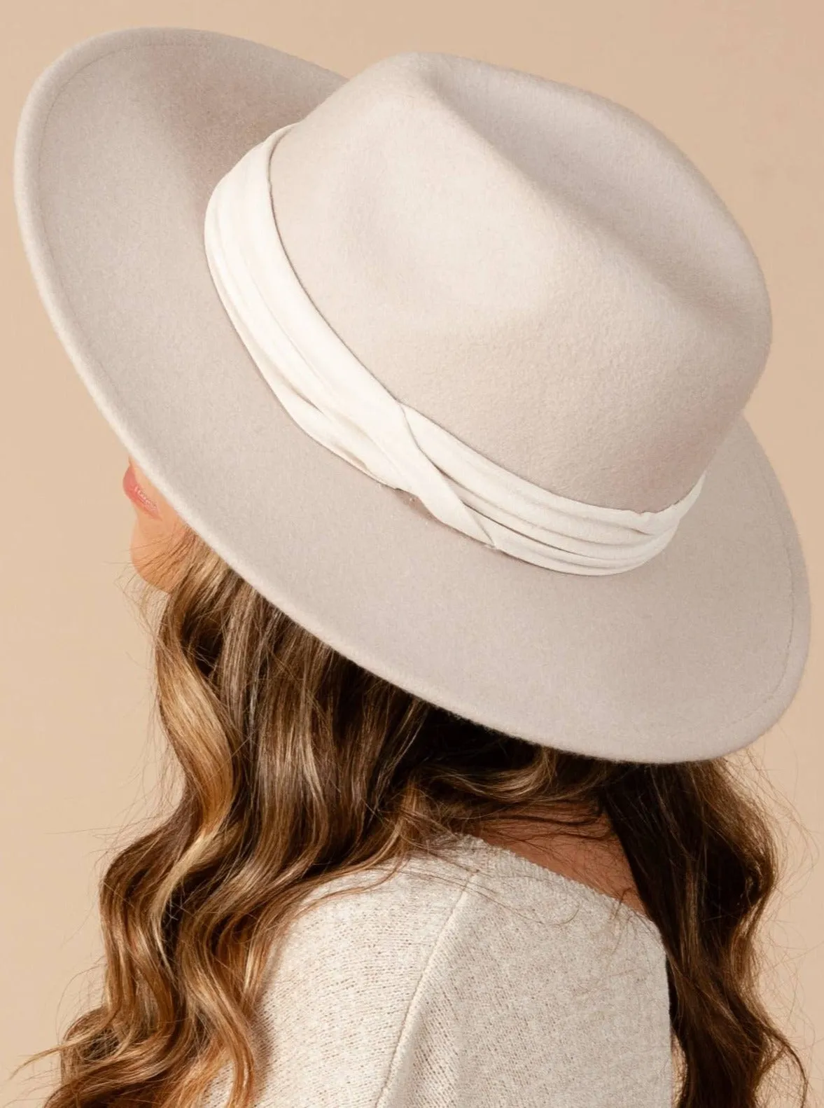 LOVELY WOOL FEDORA-PEARL sold by Lucca Couture product image thumbnail 2