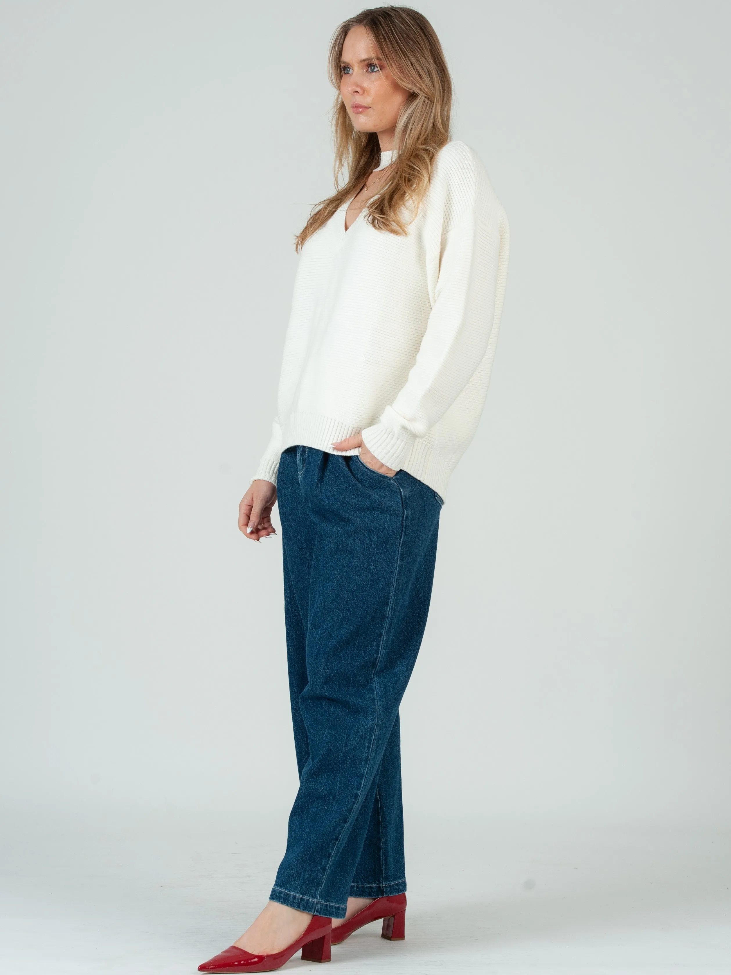 LIZZIE CUTOUT SWEATER-WHITE sold by Lucca Couture product image thumbnail 2