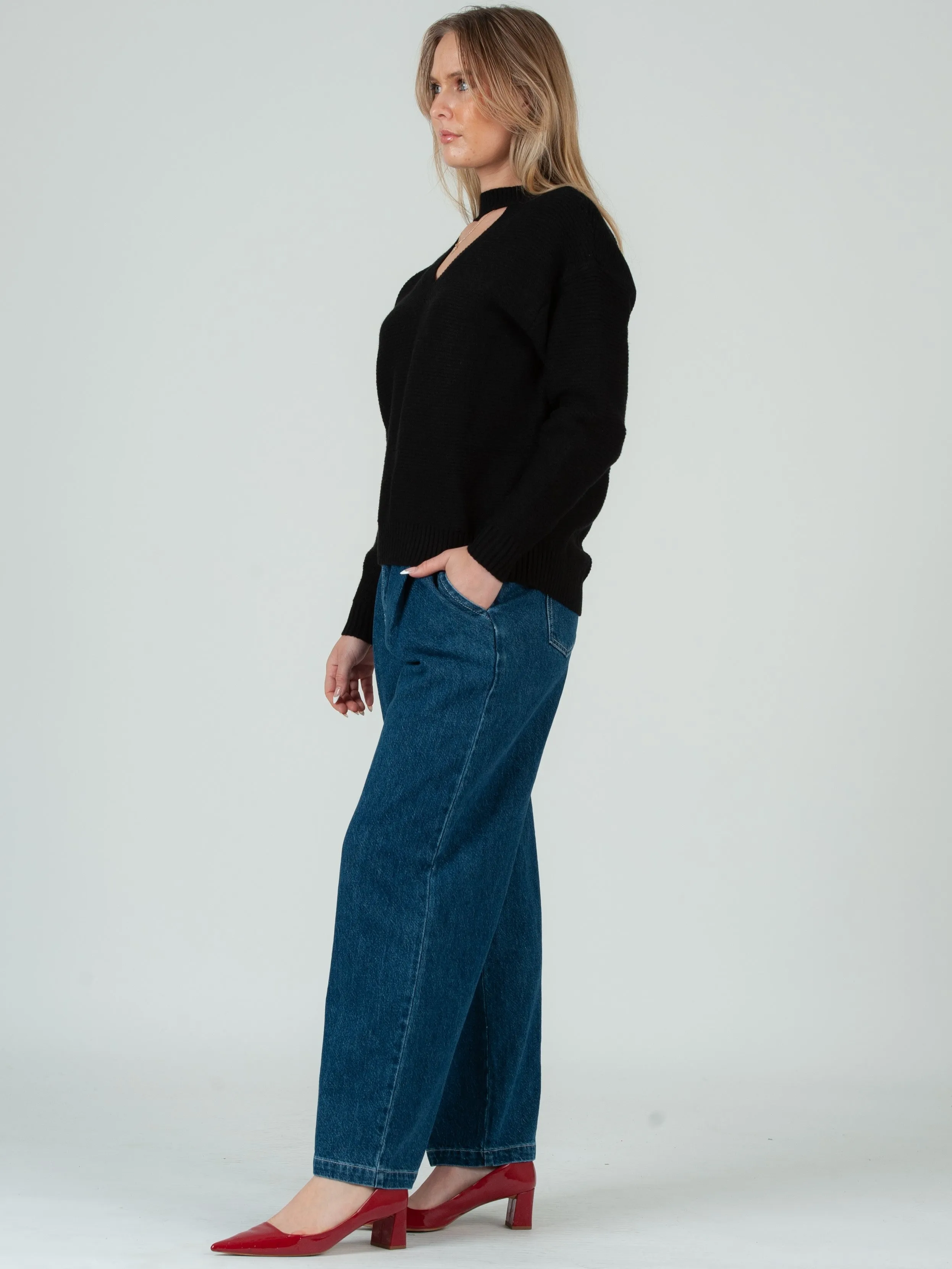 LIZZIE CUTOUT SWEATER-BLACK sold by Lucca Couture product image thumbnail 2