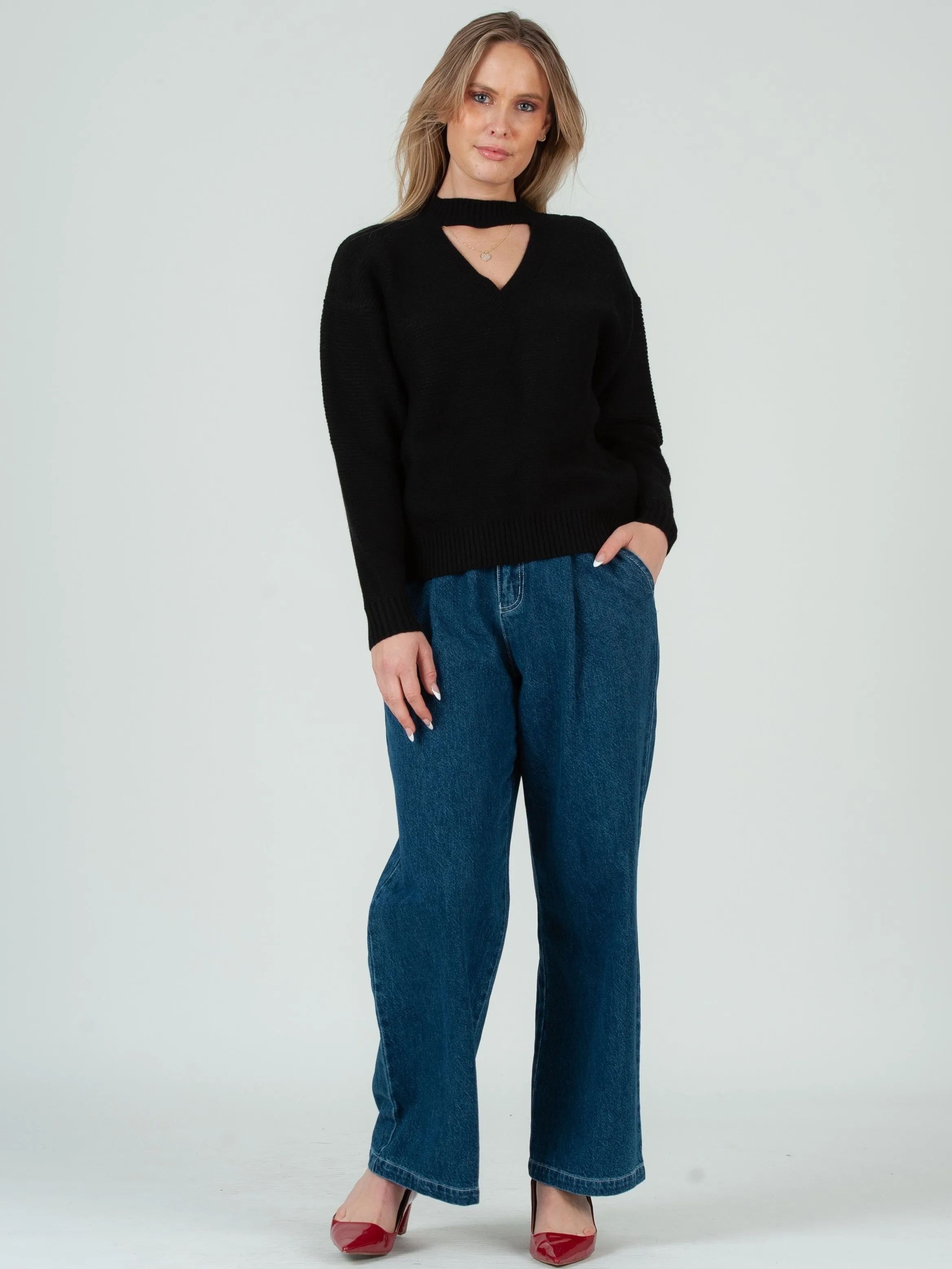 LIZZIE CUTOUT SWEATER-BLACK sold by Lucca Couture product image thumbnail 5