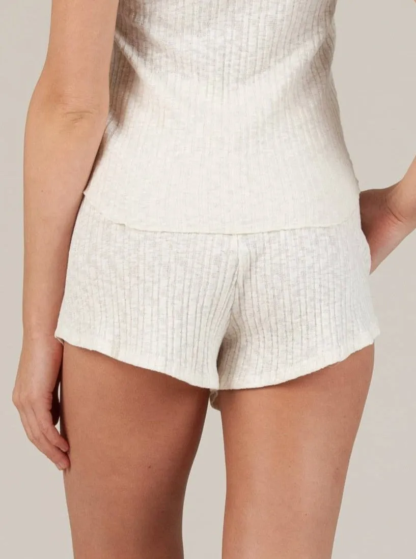 LIVVY KNIT SHORTS-MILK TEA sold by Lucca Couture