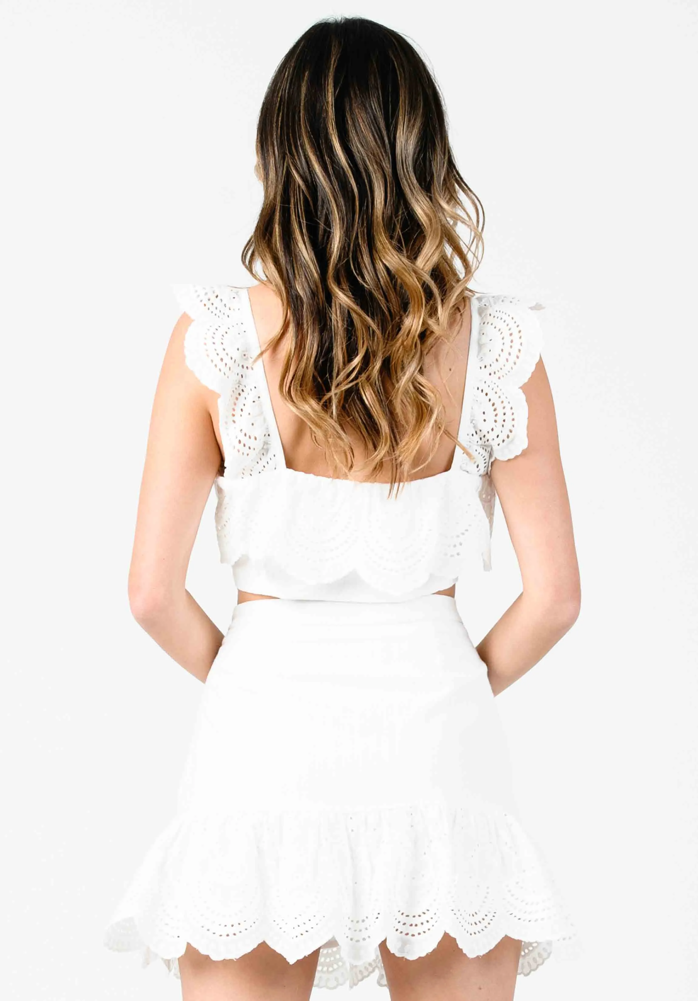 LITAE SCALLOP OVERLAY CROP TANK-WHITE SCALLOP sold by Lucca Couture product image thumbnail 3