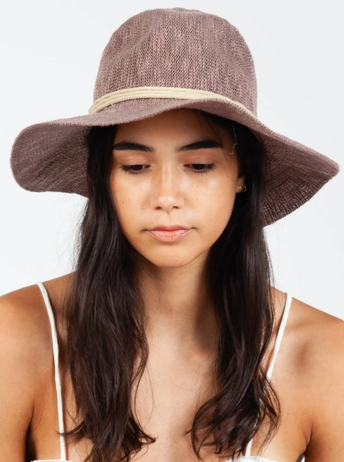 LEON PACKABLE FEDORA-MAUVEWOOD sold by Lucca Couture