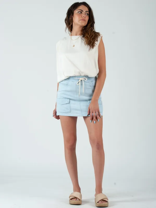 GAIA SATIN TANK TOP-IVORY sold by Lucca Couture