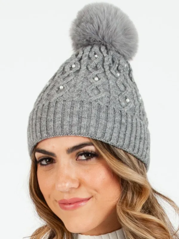 FAUX PEARL POM POM BEANIE sold by Lucca Couture