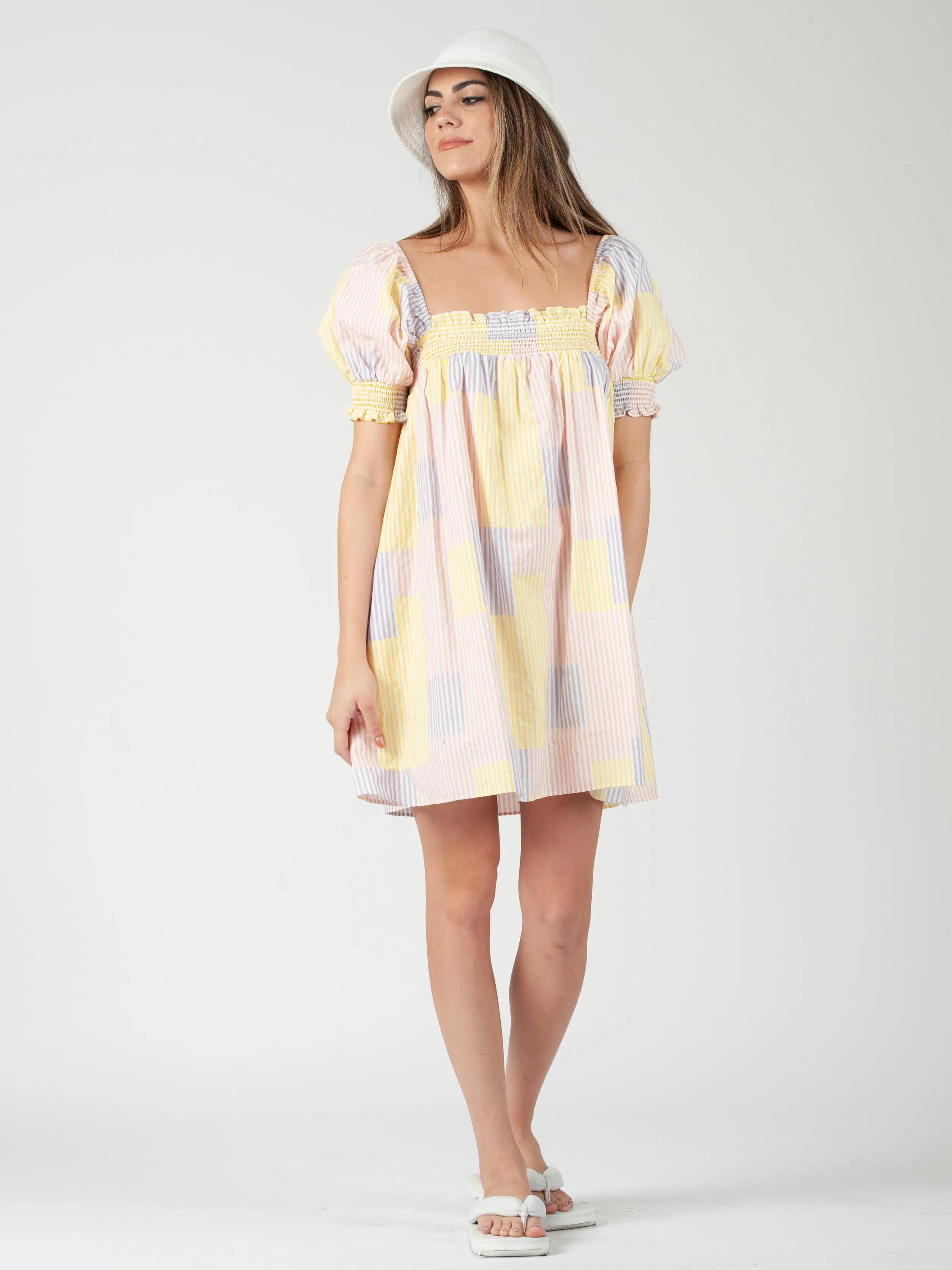 GRACIE PATCHWORK DRESS-PASTEL MIX sold by Lucca Couture