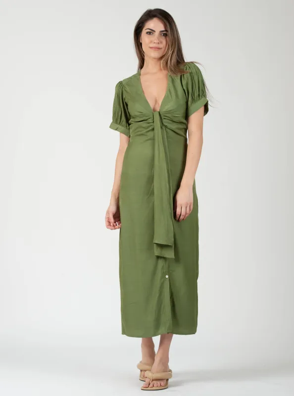 GRACE BOW TIE DRESS-GREEN sold by Lucca Couture