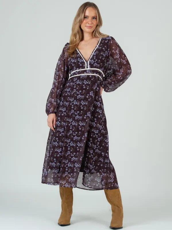 LAURIE PRAIRIE DRESS-IRIS FLORAL sold by Lucca Couture