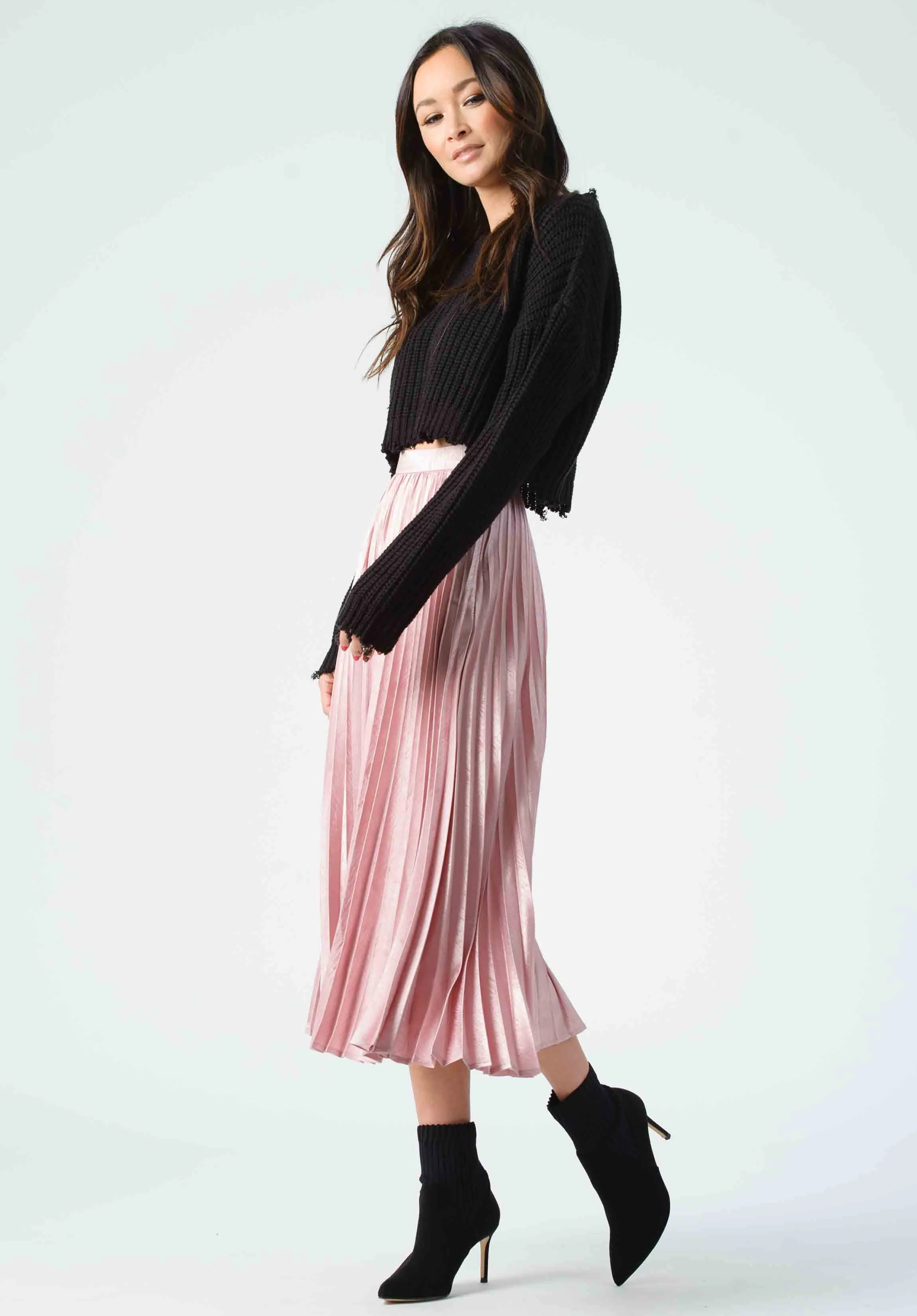 KORBEL PLEATED MIDI SKIRT-MAUVE ZEBRA sold by Lucca Couture product image thumbnail 2
