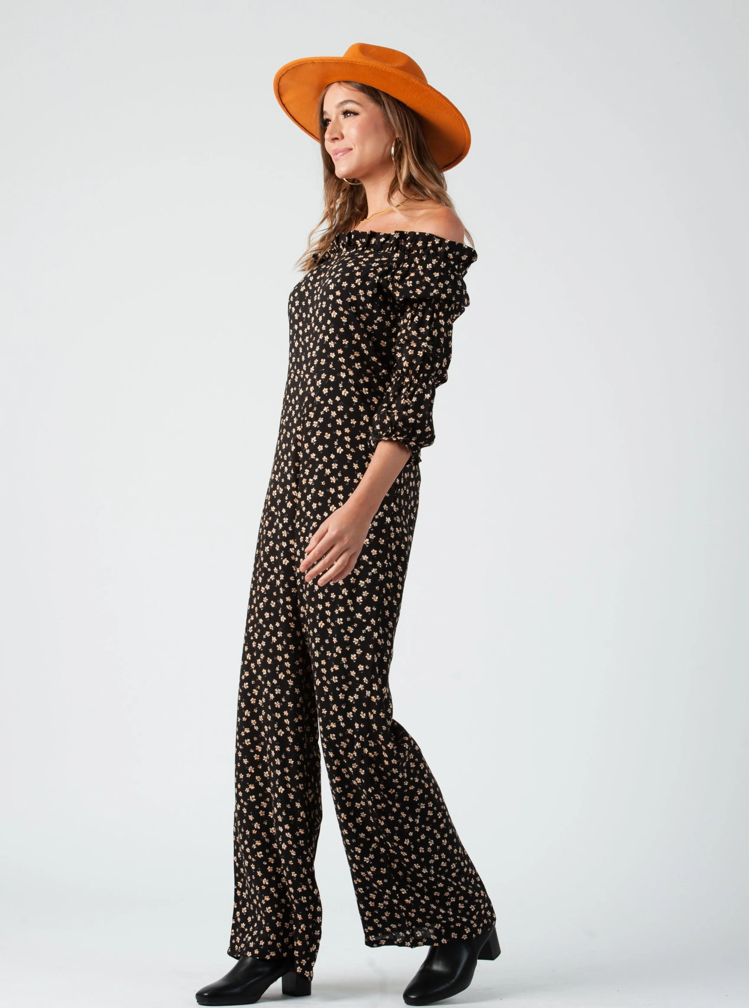 JULIET JUMPSUIT-BLACK DITSY sold by Lucca Couture product image thumbnail 2