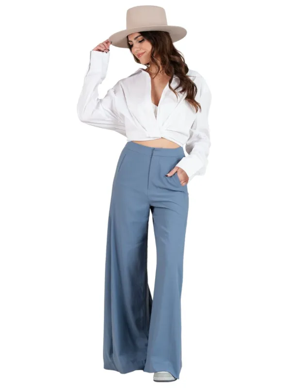 IRIS WIDE LEG PANT-ROBIN BLUE sold by Lucca Couture