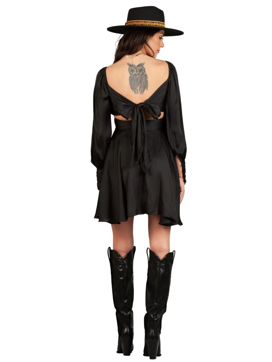 JACINDA LONG PUFF SLEEVE MINI DRESS-NOIR sold by Lucca Couture product image thumbnail 3