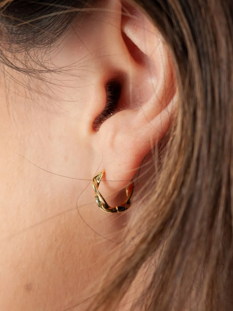HUGGING TWISTED HOOP-GOLD sold by Lucca Couture
