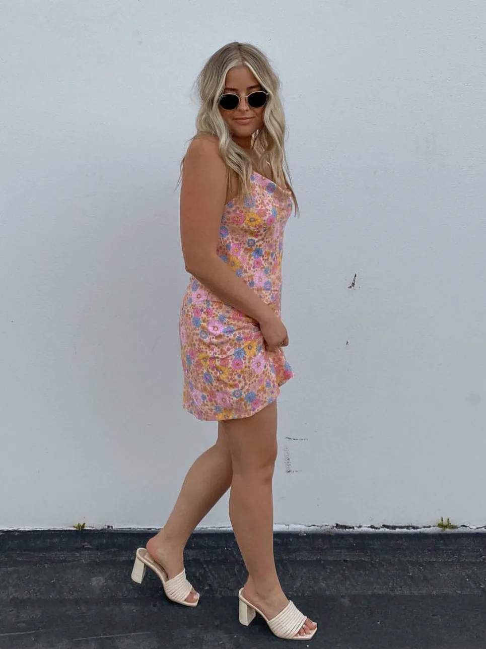 HYDRANGEA MINI SLIP DRESS-WHITE BLUE sold by Lucca Couture product image thumbnail 2