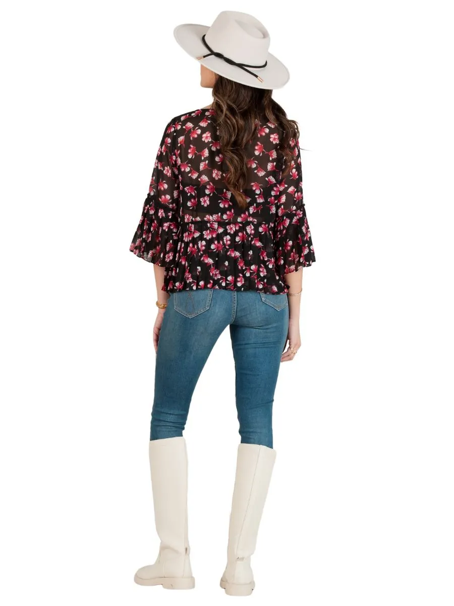 Women's Floral Print Blouse sold by Lucca Couture product image thumbnail 3