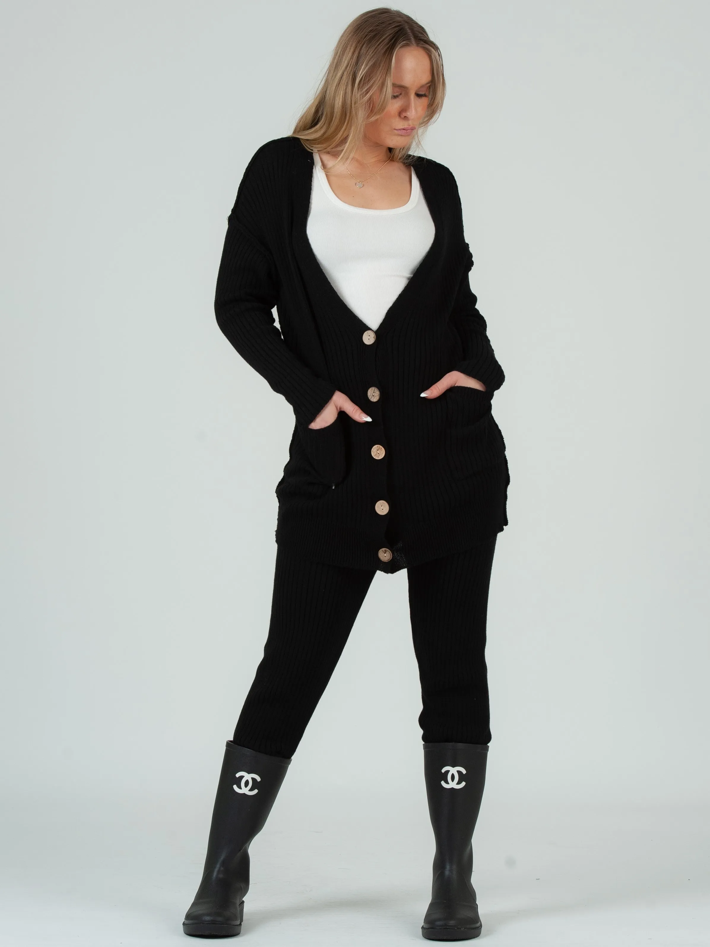 Women’s Ribbed Sweater Cardigan & Jogger Pant Set sold by Lucca Couture