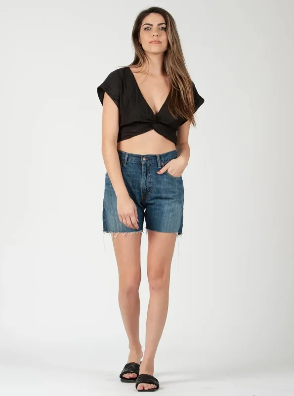 HIRO TWIST FRONT CROP TOP-BLACK sold by Lucca Couture