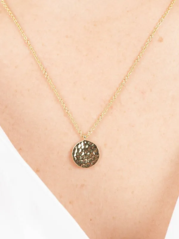 HAMMERED CIRCLE PENDANT NECKLACE sold by Lucca Couture