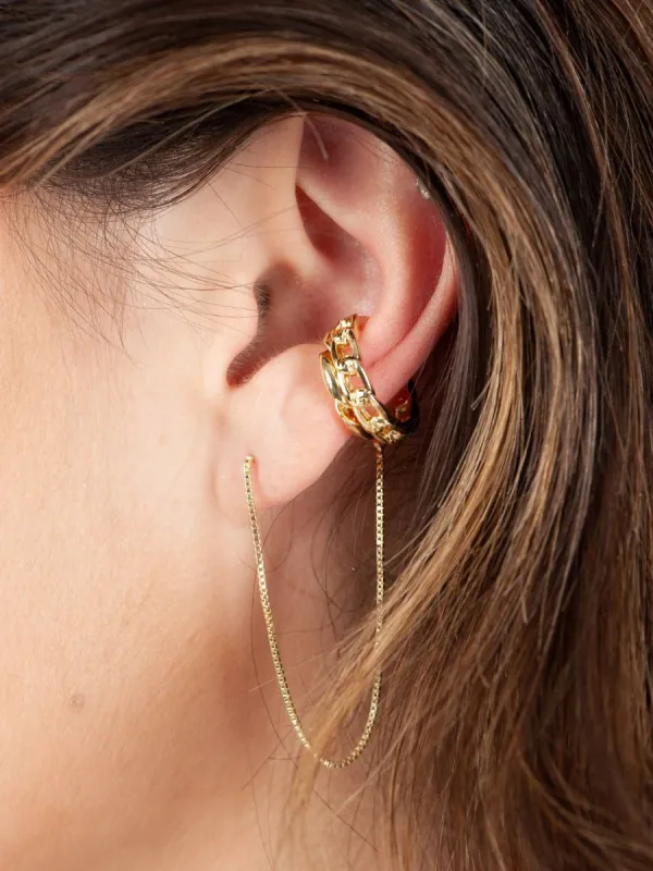 EAR CUFF & HOOP SET-GOLD sold by Lucca Couture