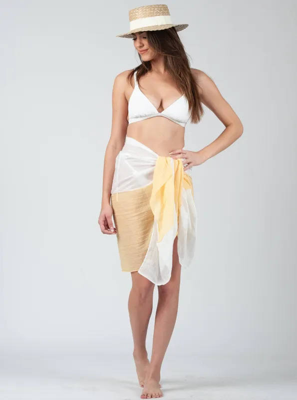DOMINICAN PAREO WRAP SCARF-YELLOW WHITE sold by Lucca Couture