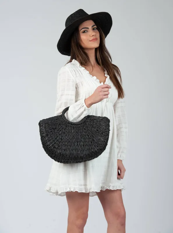 COREOPOSIS WOVEN STRAW TOTE-BLACK sold by Lucca Couture