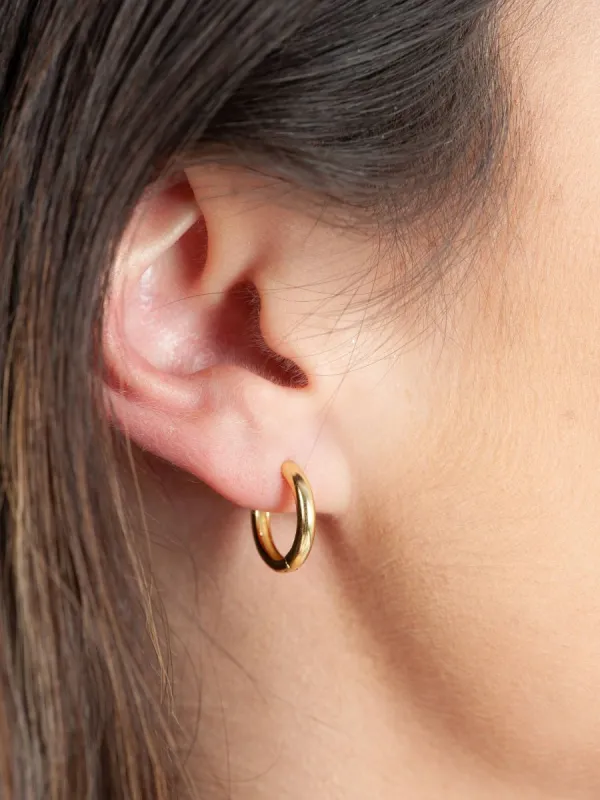 CLASSIC HUGGING HOOP EARRINGS-GOLD sold by Lucca Couture