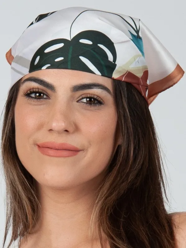 CHER SATIN SCARF-PALM sold by Lucca Couture