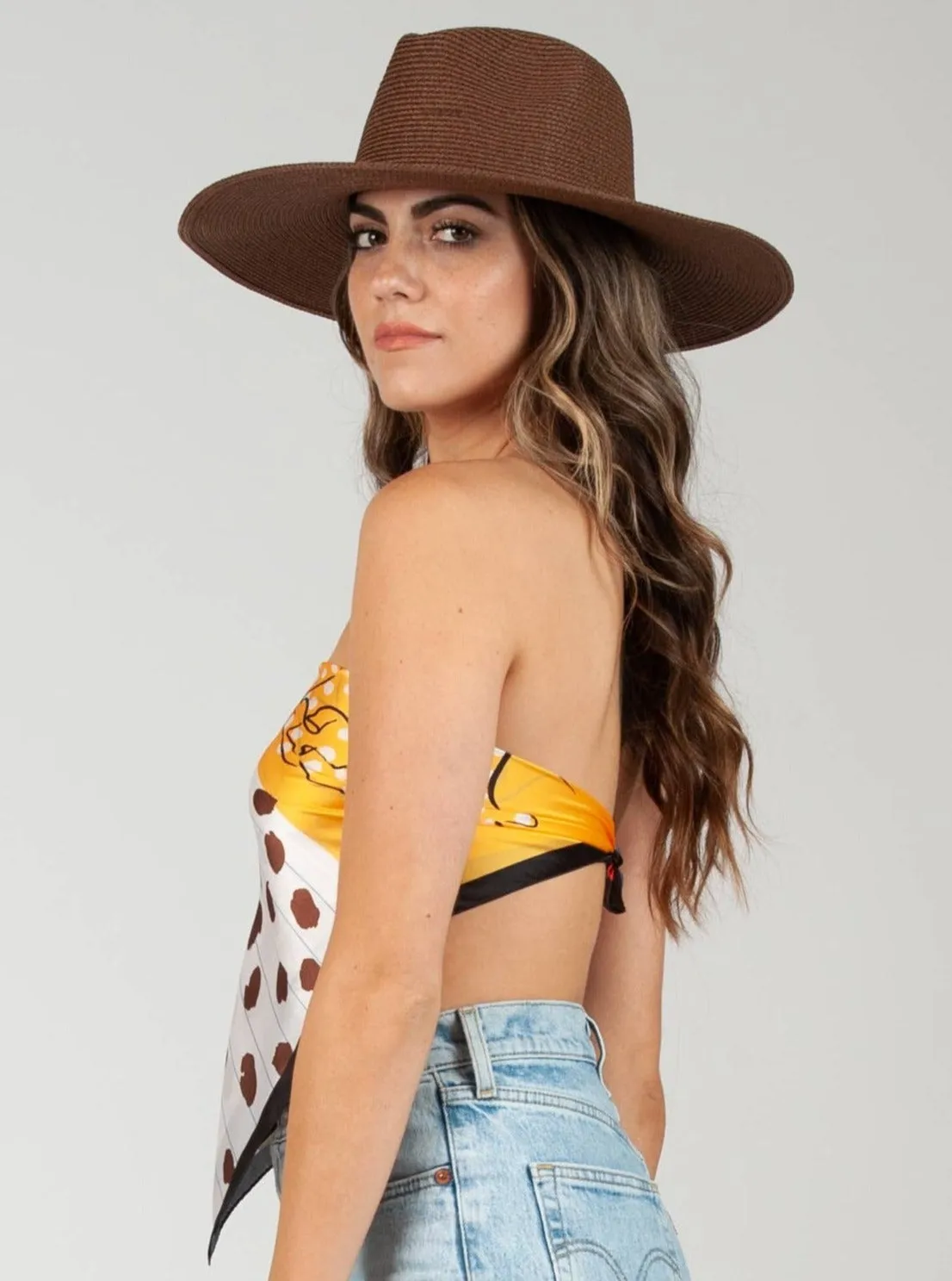 CHESTER SATIN SCARF-YELLOW/RED PATCH sold by Lucca Couture product image thumbnail 2