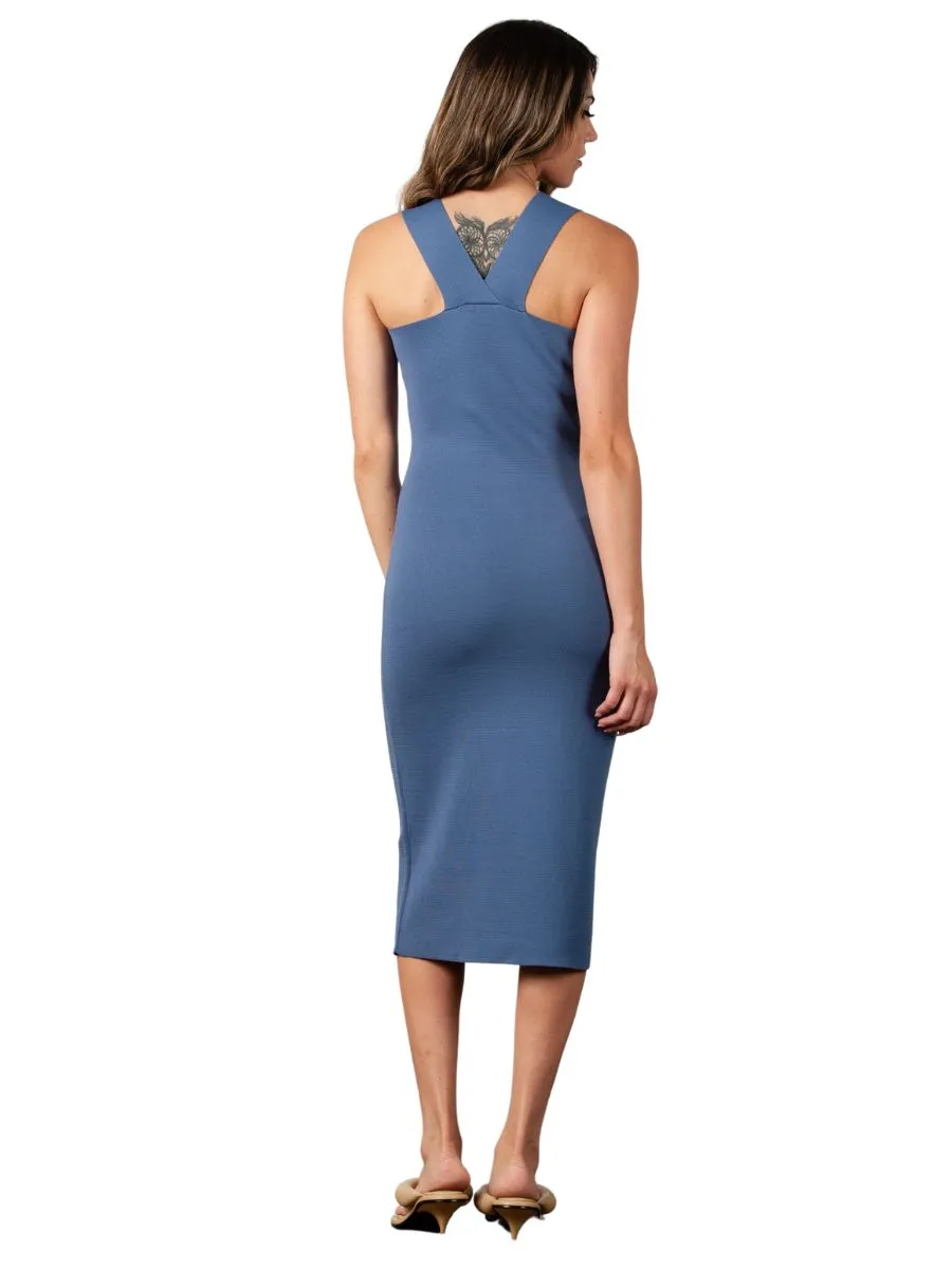 CANNA LILY KNIT DRESS-BLUE sold by Lucca Couture product image thumbnail 3