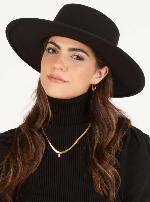 BEBE BOATER HAT-BLACK sold by Lucca Couture