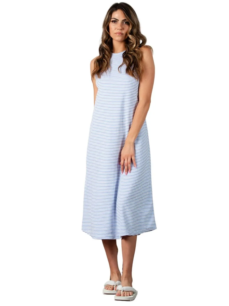 ASTER MIDI DRESS-BLUE/WHITE STRIPE sold by Lucca Couture