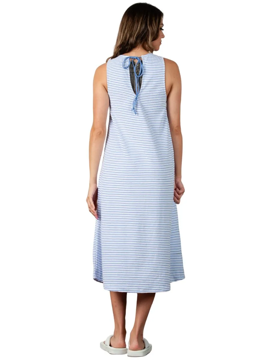 ASTER MIDI DRESS-BLUE/WHITE STRIPE sold by Lucca Couture product image thumbnail 3