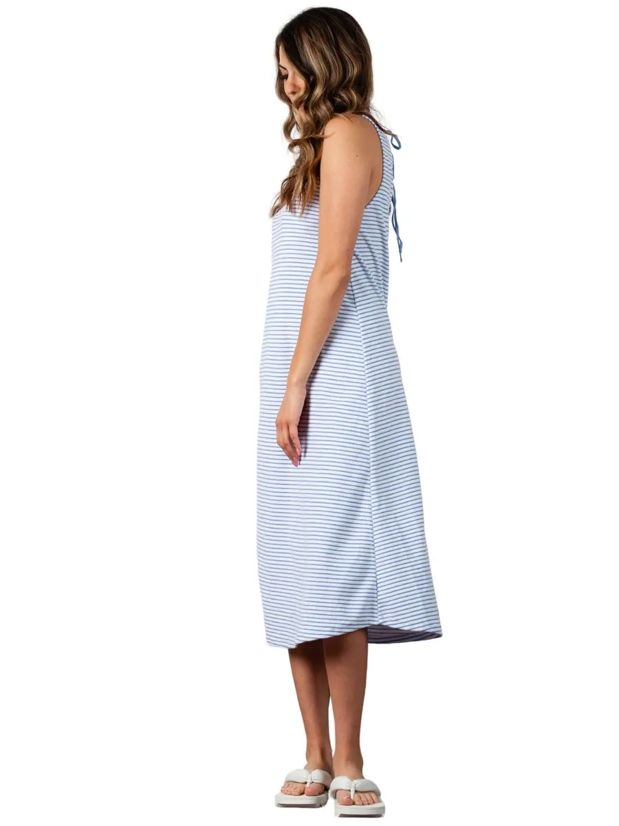ASTER MIDI DRESS-BLUE/WHITE STRIPE sold by Lucca Couture product image thumbnail 2