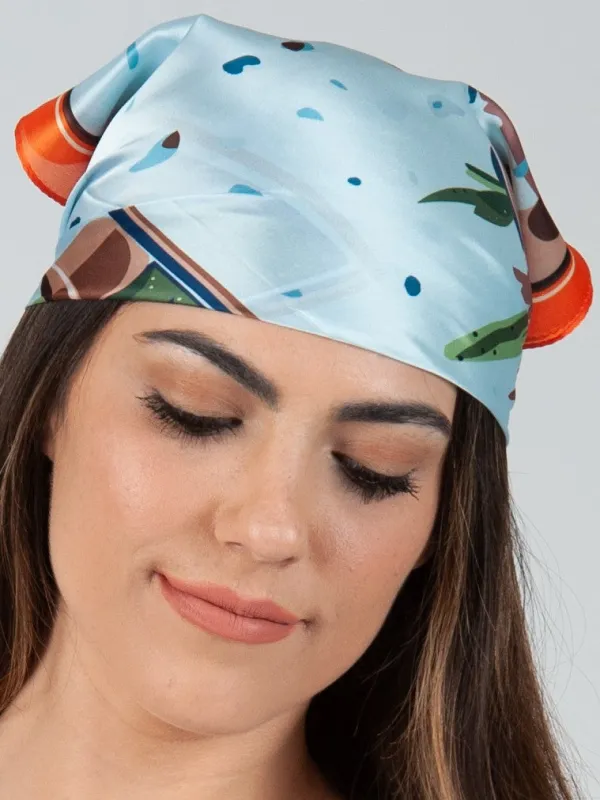 ANTOINE SATIN SCARF-ORANGE CACTUS sold by Lucca Couture