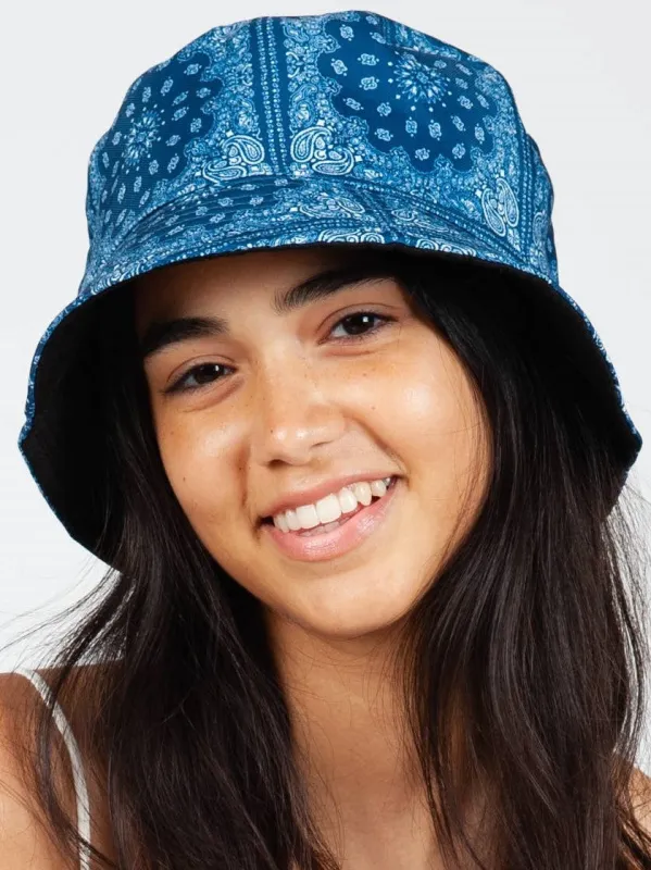 Women's Bandana Print Reversible Bucket Hat sold by Lucca Couture