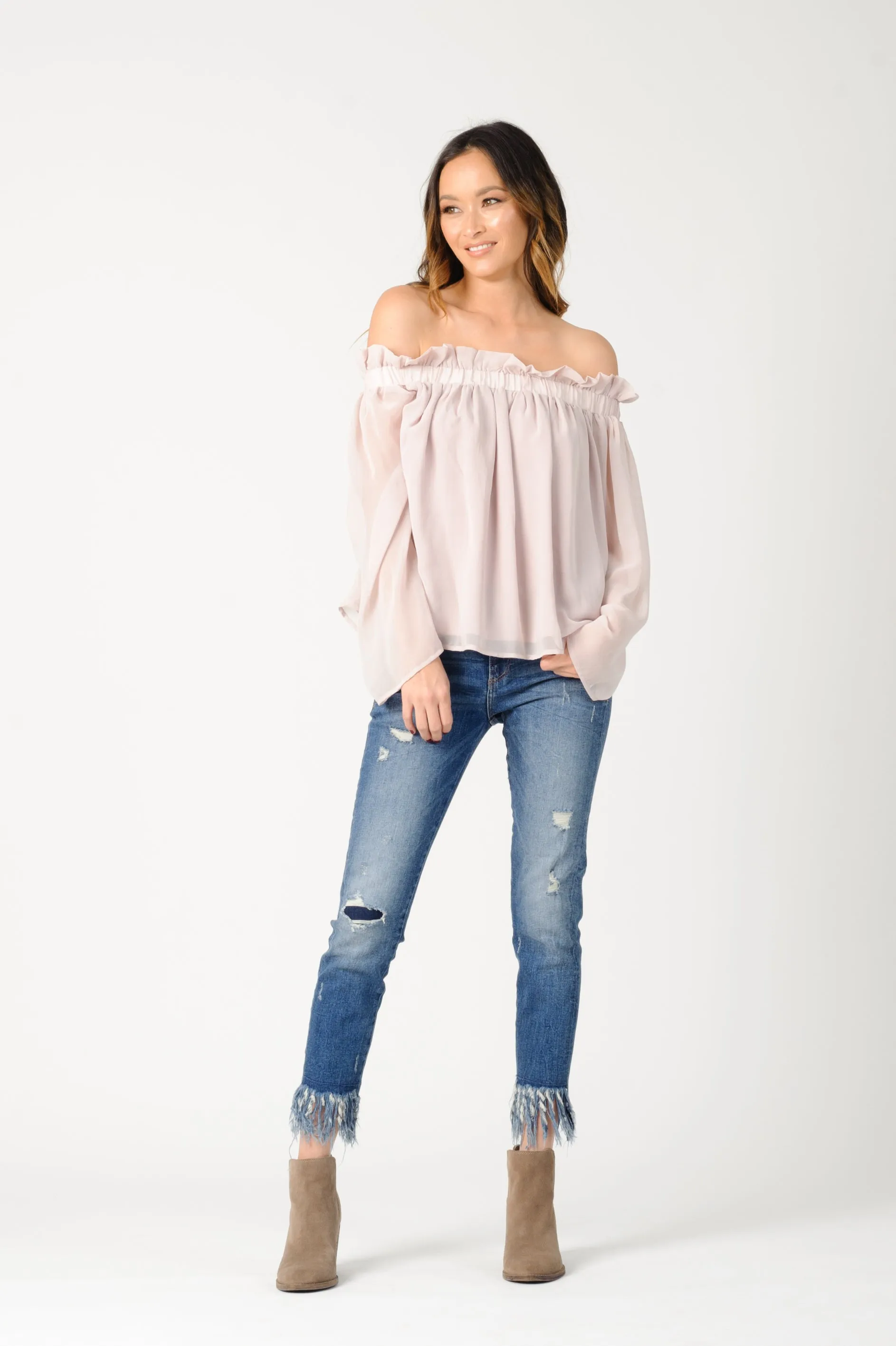LEYLA OFF THE SHOULDER BLOUSE-WHITE sold by Lucca Couture product image thumbnail 4