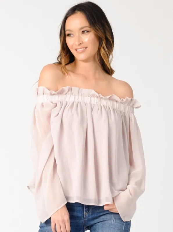 LEYLA OFF THE SHOULDER BLOUSE-WHITE sold by Lucca Couture