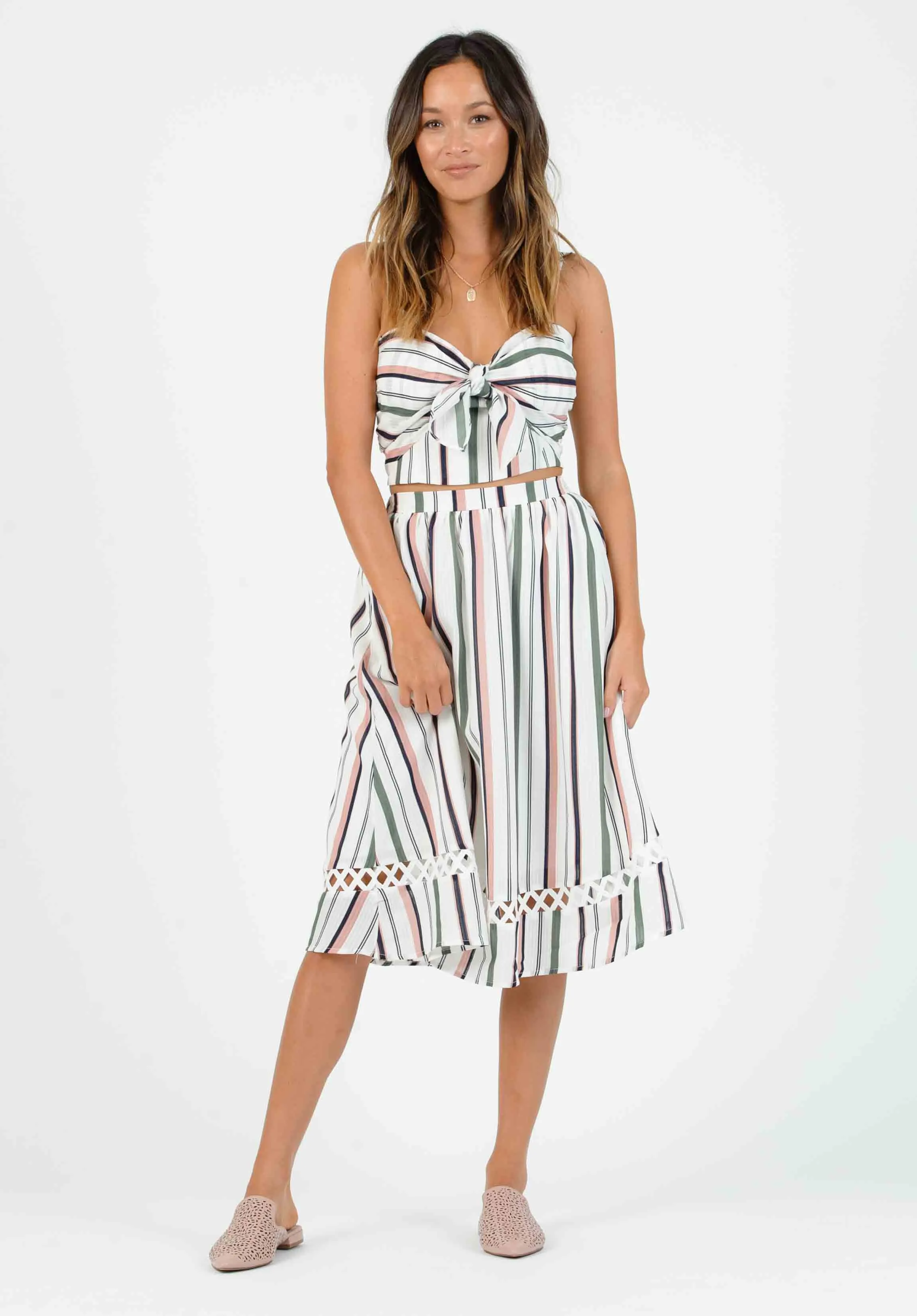 VALENTINA SWEETHEART TOP-WHITE MULTI STRIPE sold by Lucca Couture product image thumbnail 2